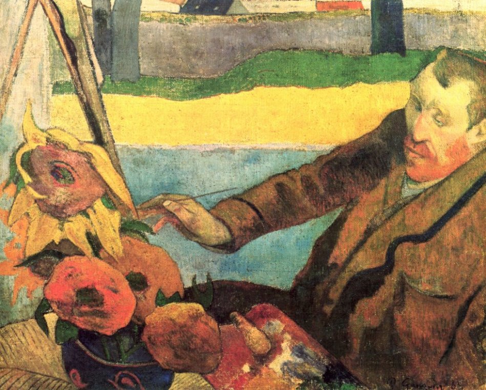 Van Gogh pintando girasoles